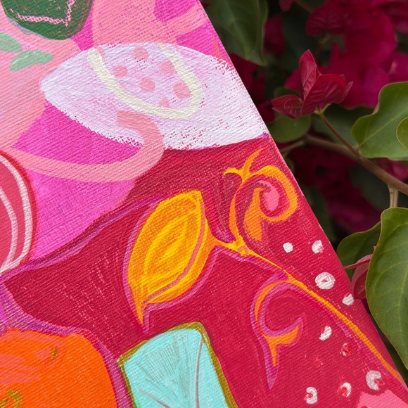 Original painting art acrylic on canvas lucky blissful elements 14*11 unframed - Picture 7 of 11